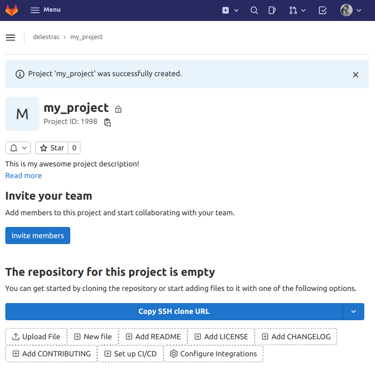 GitLab Project Created