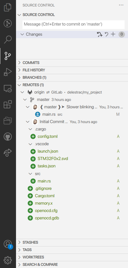 VSCode Branch pushed